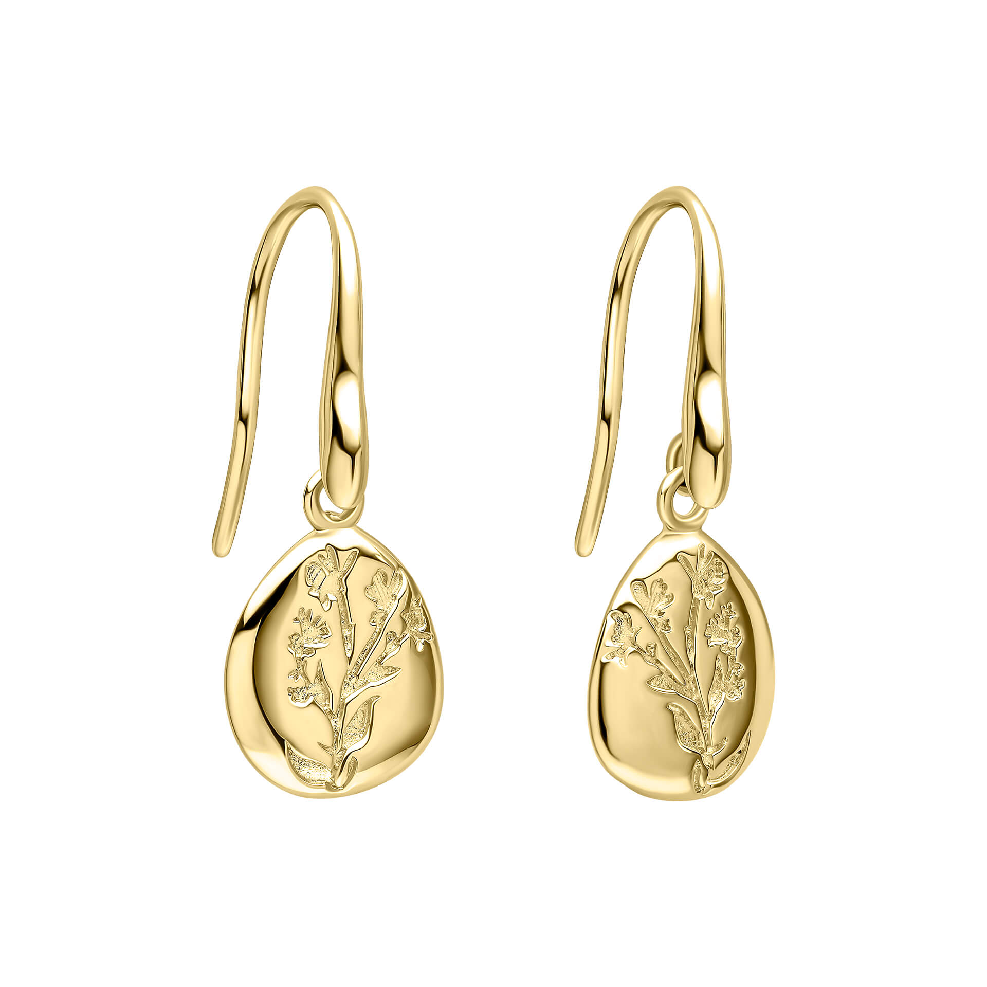 Farlington Flowers Hook Earrings | Yellow Gold Plated Sterling Silver
