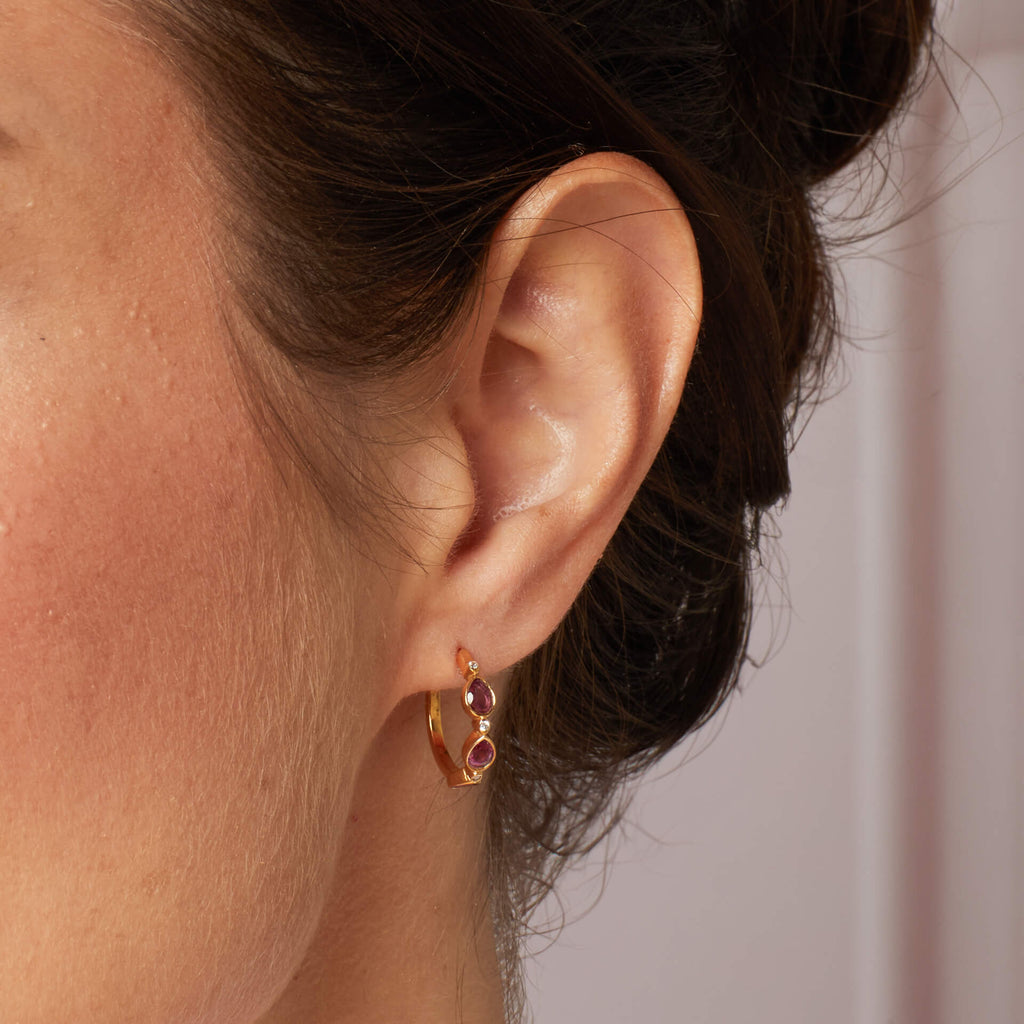 Laura Ashley Thornage Flowers Hoop Earrings in Recycled Sterling Silver