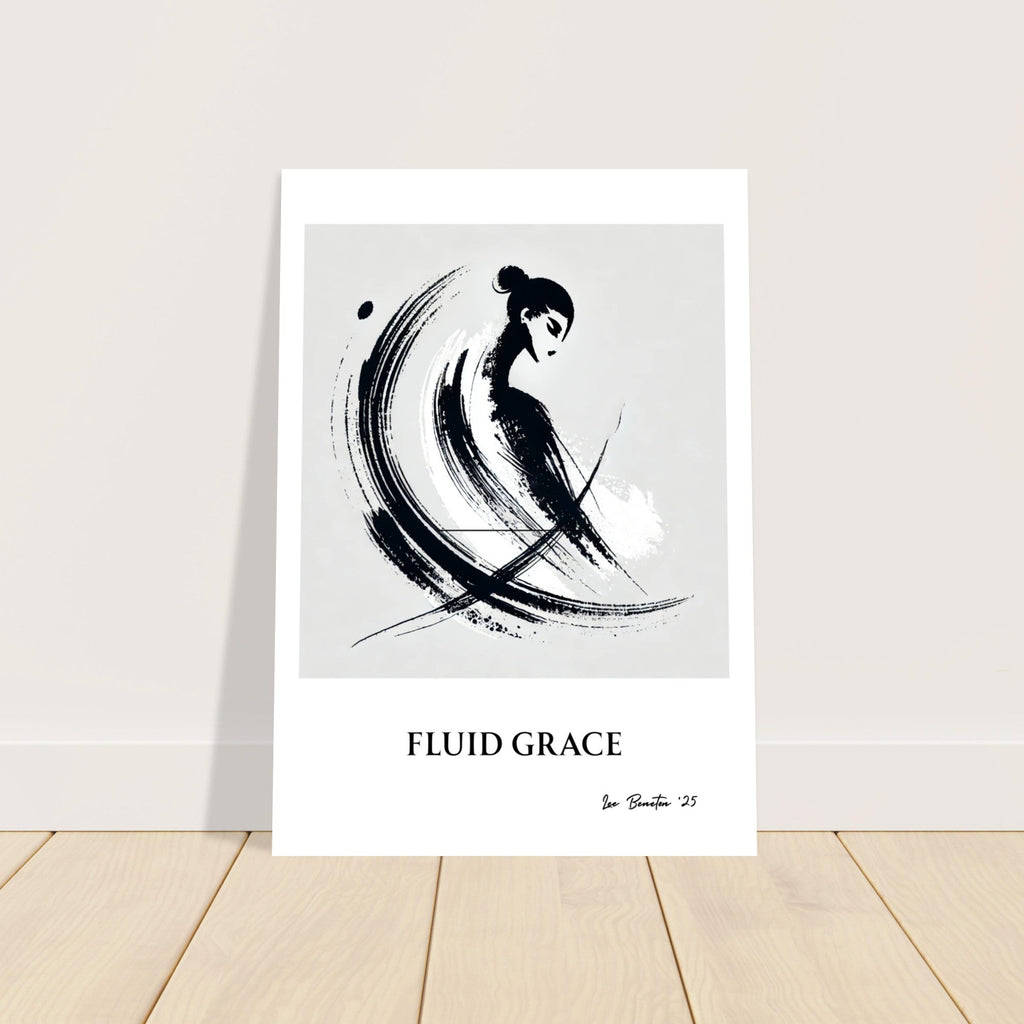 Minimalist Ink Brush Wall Art Print – Modern Abstract Black and White Poster, Japandi Decor, Contemporary Neutral Artwork