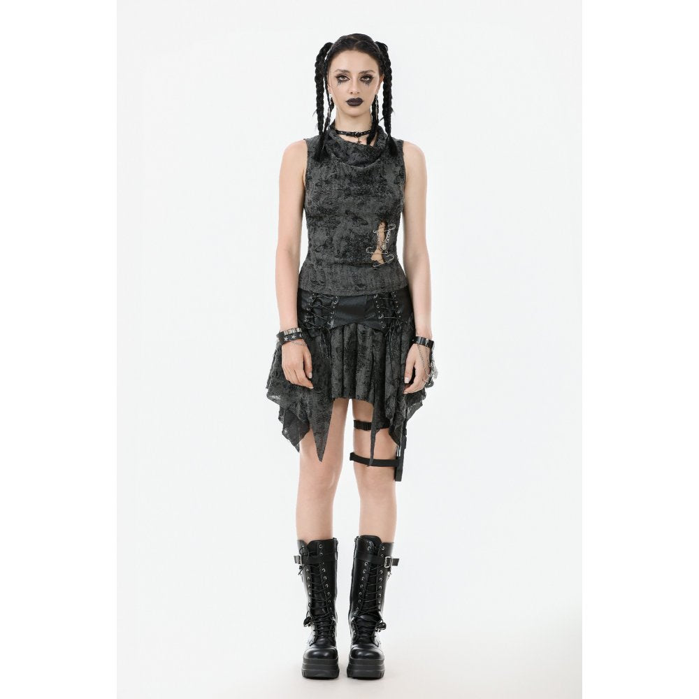 Dark in Love Elandra Goth Skirt – Layered Lace Handkerchief Hem