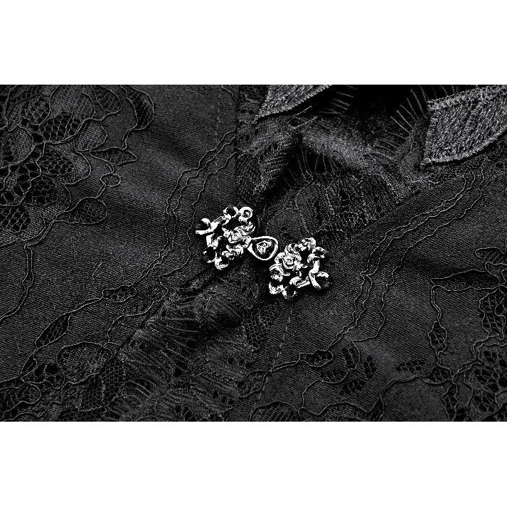 Dark in Love Morwenna Black Lace Gothic Maxi Dress with Train