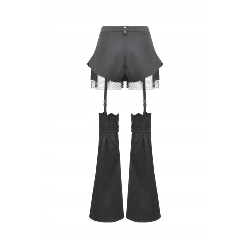 Dark in Love Lace-Up Convertible Goth Flare Trousers and Shorts