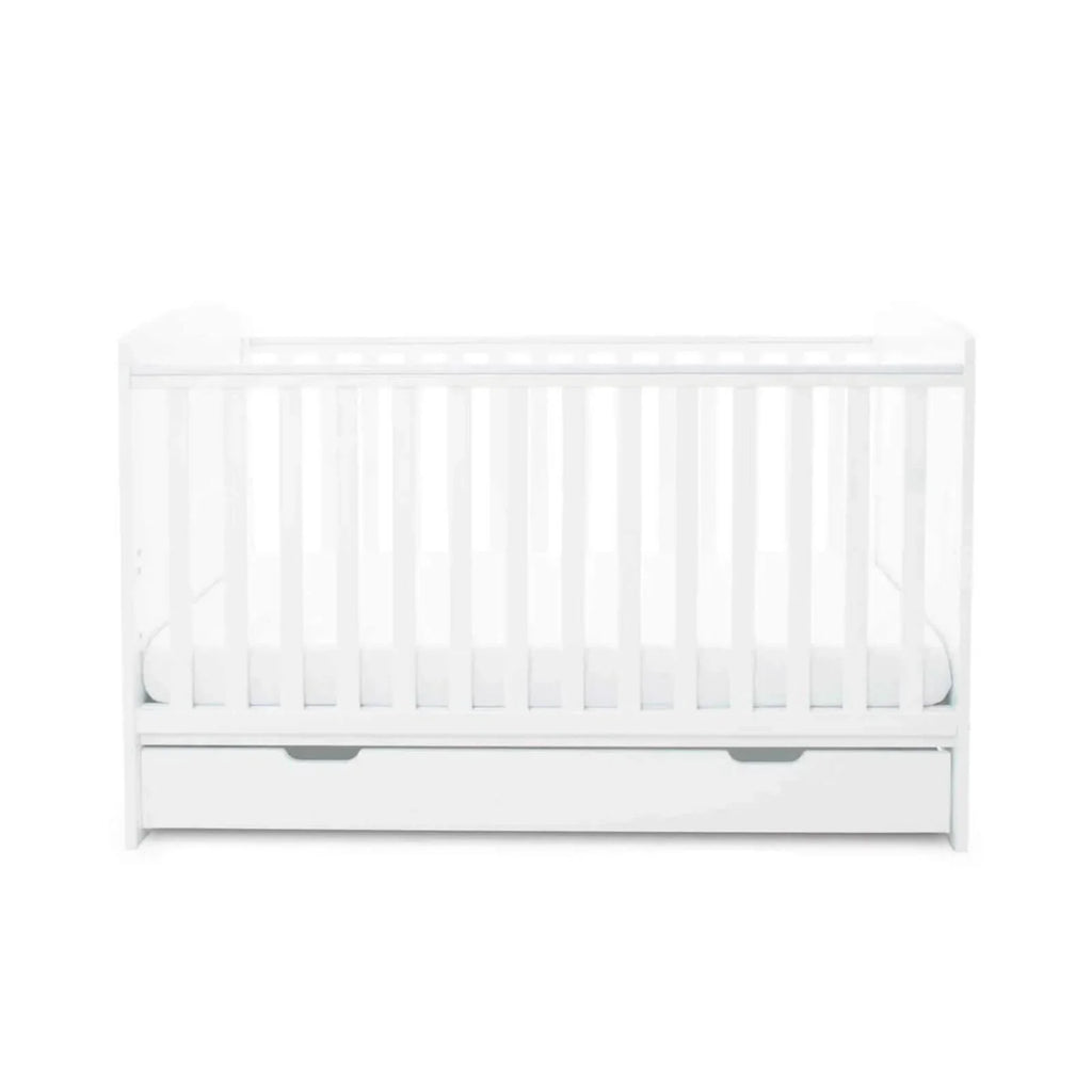 Ickle Bubba Coleby Classic Cot Bed & Under Drawer White - Premium Pocket Sprung Mattress