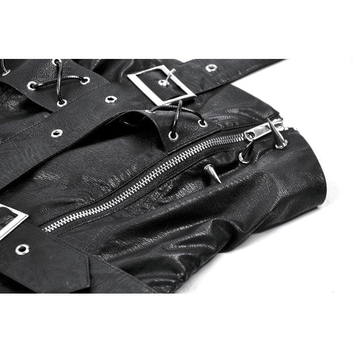 Dark in Love Vespera Spiked Faux Leather One-Shoulder Corset Top