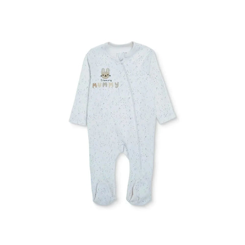 HelloBaby Girls Footed Sleepsuit Polka Dot Print Zip Fastening Crew Neck Full Length Long Sleeve - Ecru