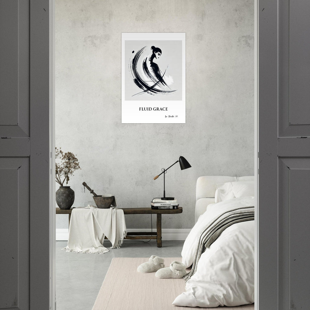 Minimalist Ink Brush Wall Art Print – Modern Abstract Black and White Poster, Japandi Decor, Contemporary Neutral Artwork