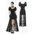Dark in Love Morwenna Black Lace Gothic Maxi Dress with Train