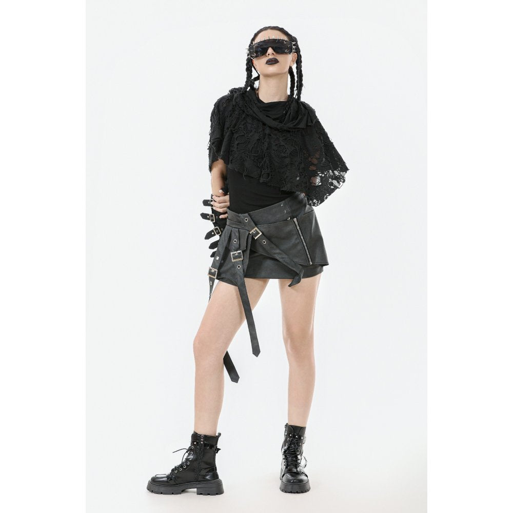 Dark in Love Nyx Distressed Shredded Hooded Poncho | Gothic Lace Cape