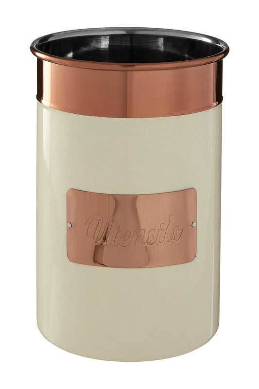 Orsina Prescott Utensil Holder – Cream and Copper Stainless Steel