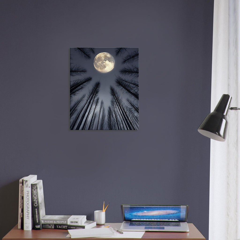 Ethereal Night Landscape Canvas – Glowing Moon & Forest Scene