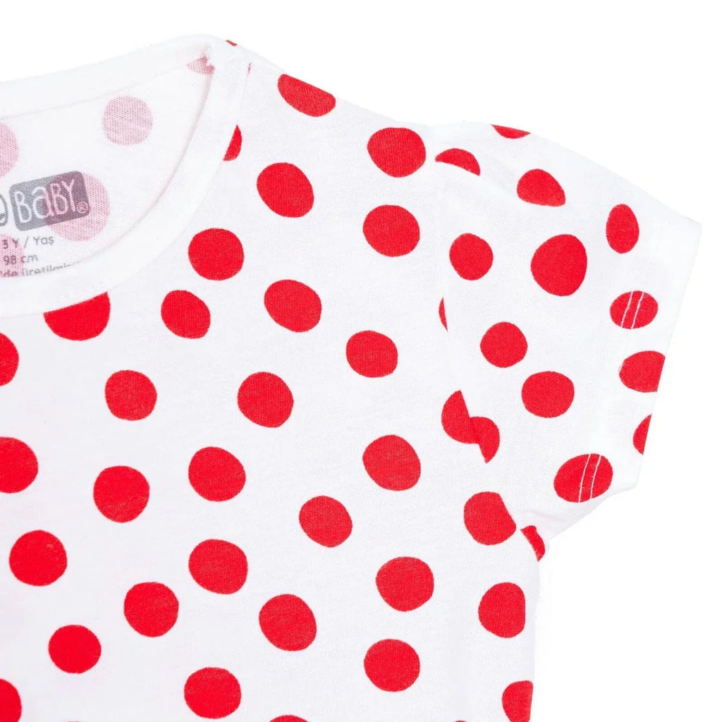 HelloBaby Girls T-shirt Polka Dot Print Crew Neck Short Sleeve - Red