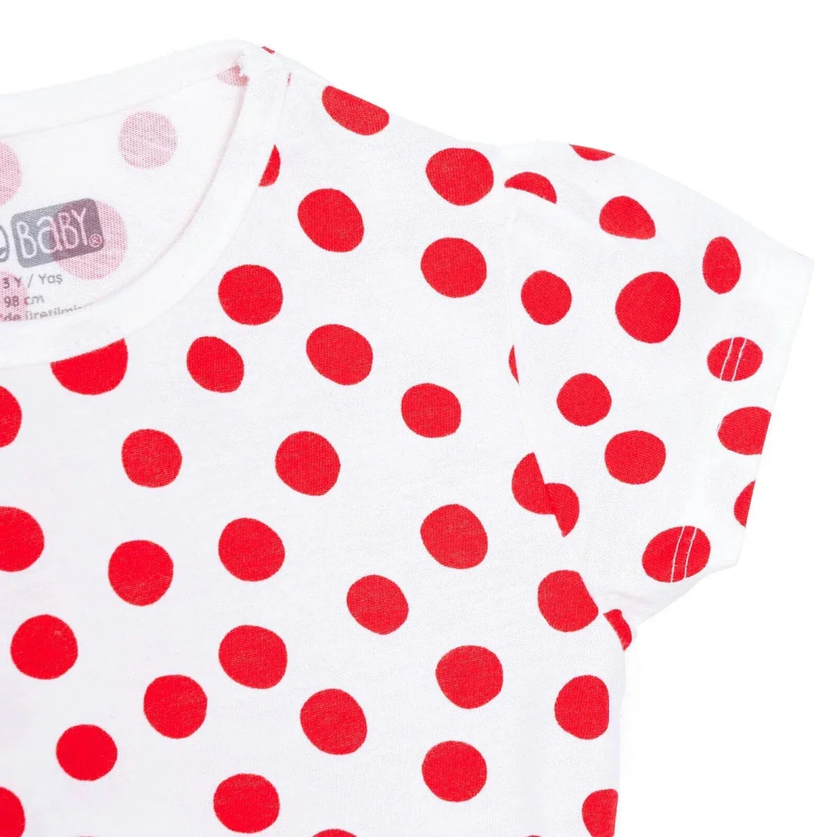 HelloBaby Girls T-shirt Polka Dot Print Crew Neck Short Sleeve - Red