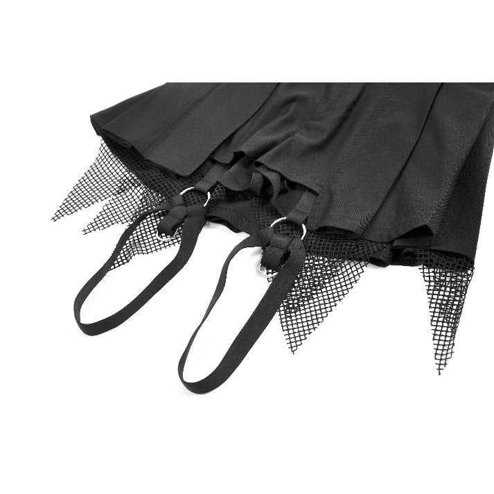 Dark in Love Punk Mesh Layered Skort Shorts with Harness Straps