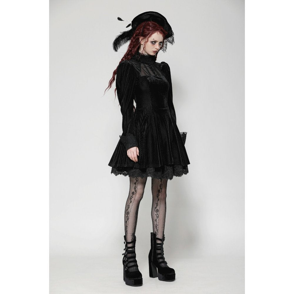 Dark in Love Inez Gown – Elegant Gothic Velvet and Lace Long Dress
