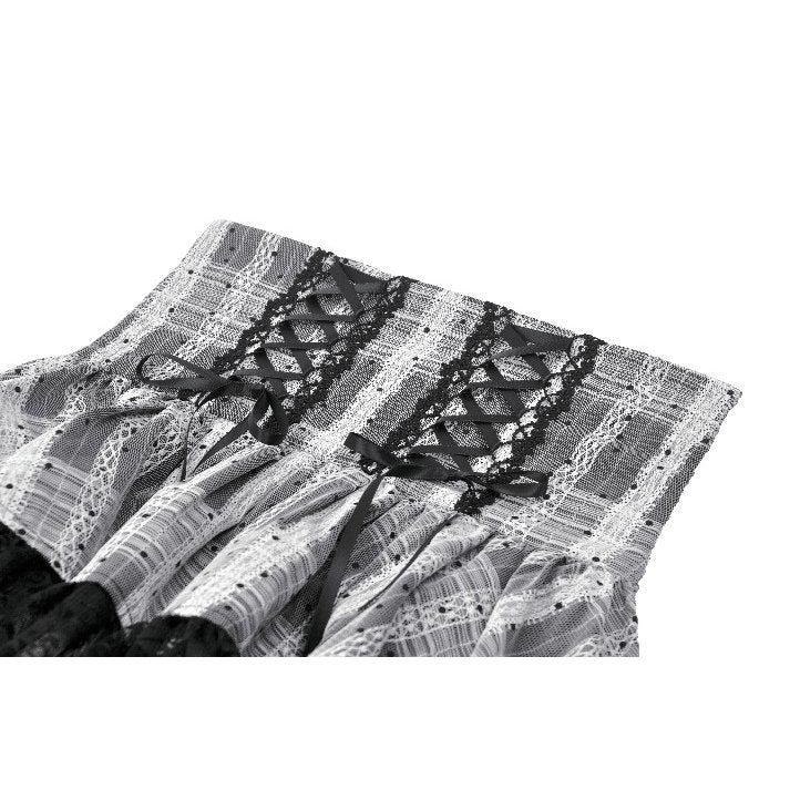 Dark in Love Hexa Layered Tartan Mini Skirt – Gothic Black Lace Punk