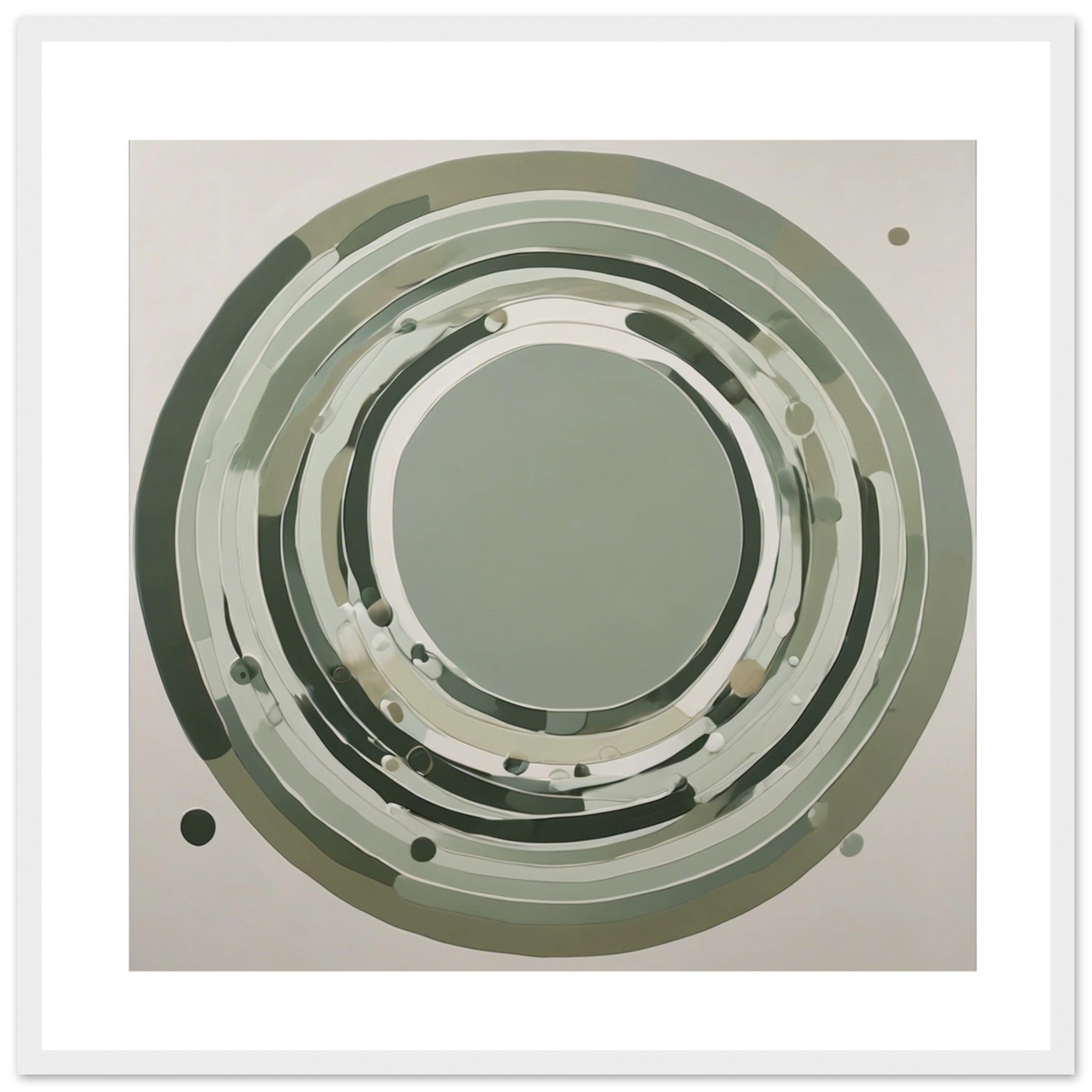 Sage Green Circular Abstract Framed Poster – Minimalist Geometric Wall Art