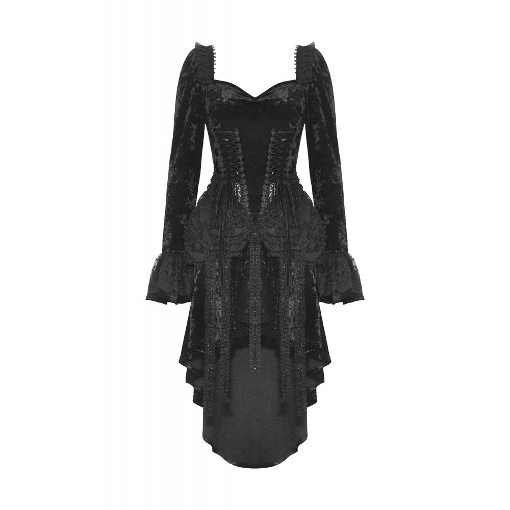 Dark in Love Seraphina Black Velvet Lace High-Low Gothic Dress