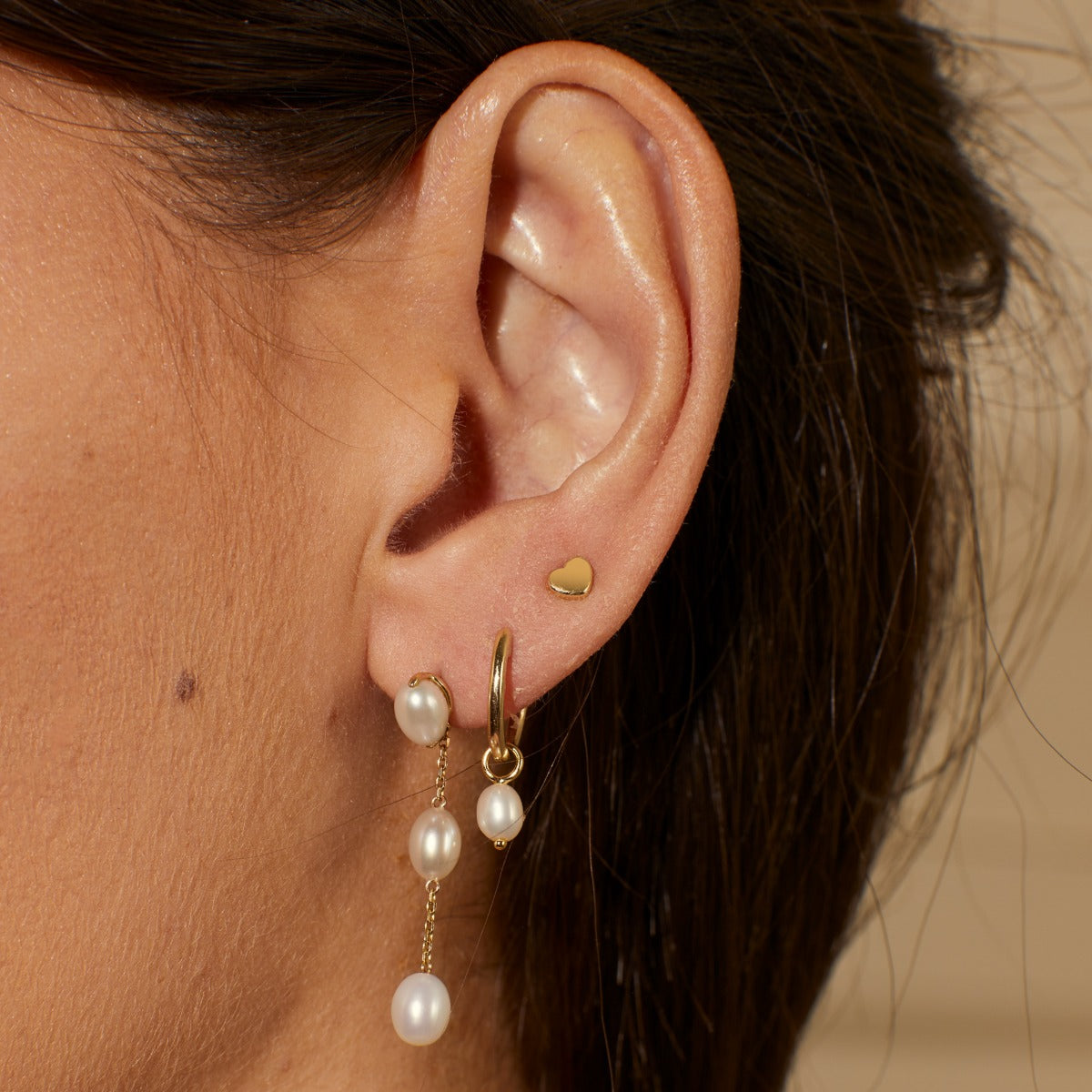 Freshwater Pearl Hoop Earring Charms in White by Gecko Jewellery Retail