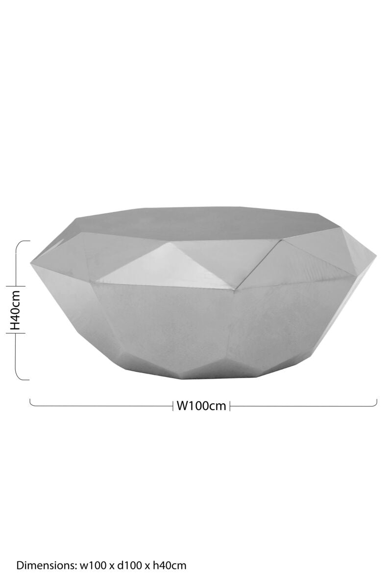 Orsina Silver Hexagonal Coffee Table – Diamond Cut Stainless Steel