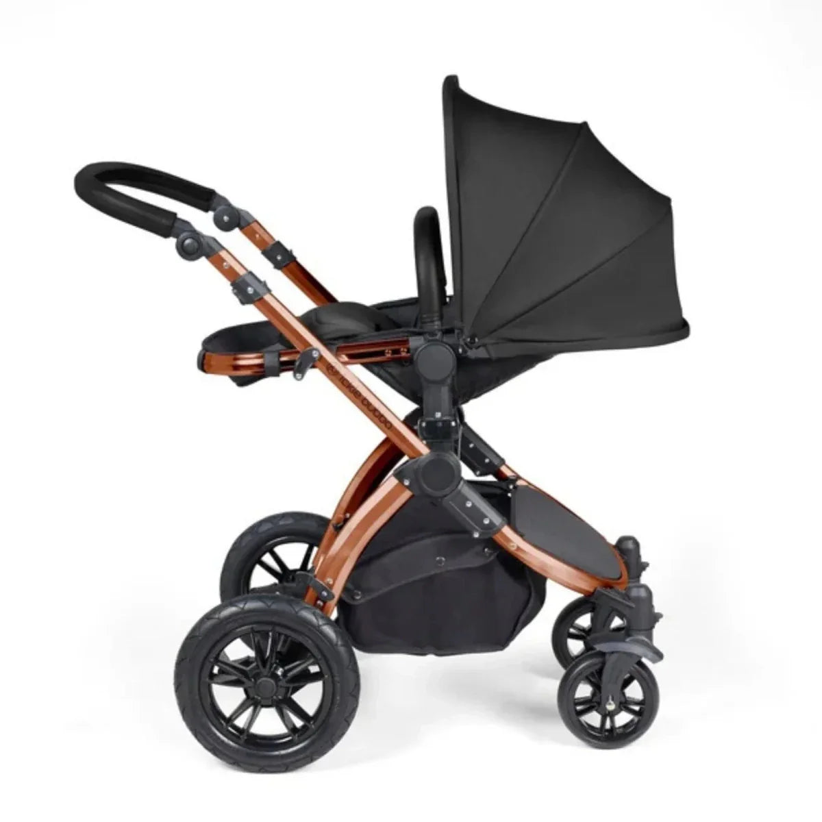 Ickle Bubba Stomp Luxe Travel System with i-Size Stratus Car Seat & ISOFIX Base 12 pcs - Bronze & Midnight & Black