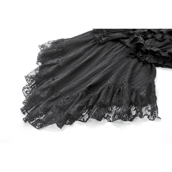 Dark in Love Cordelia Gothic High-Low Layered Skort - Black Lace
