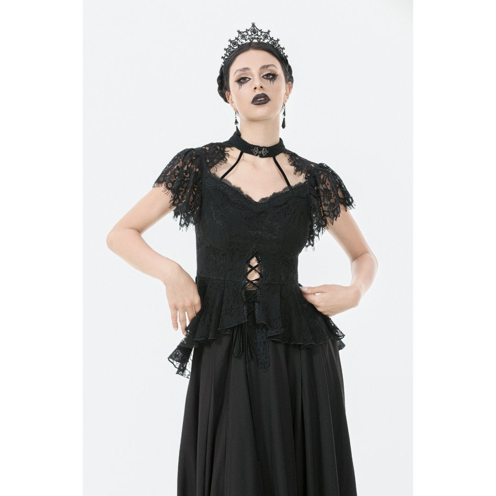 Dark in Love Ophelia Black Lace Corset Top – Victorian Goth Style