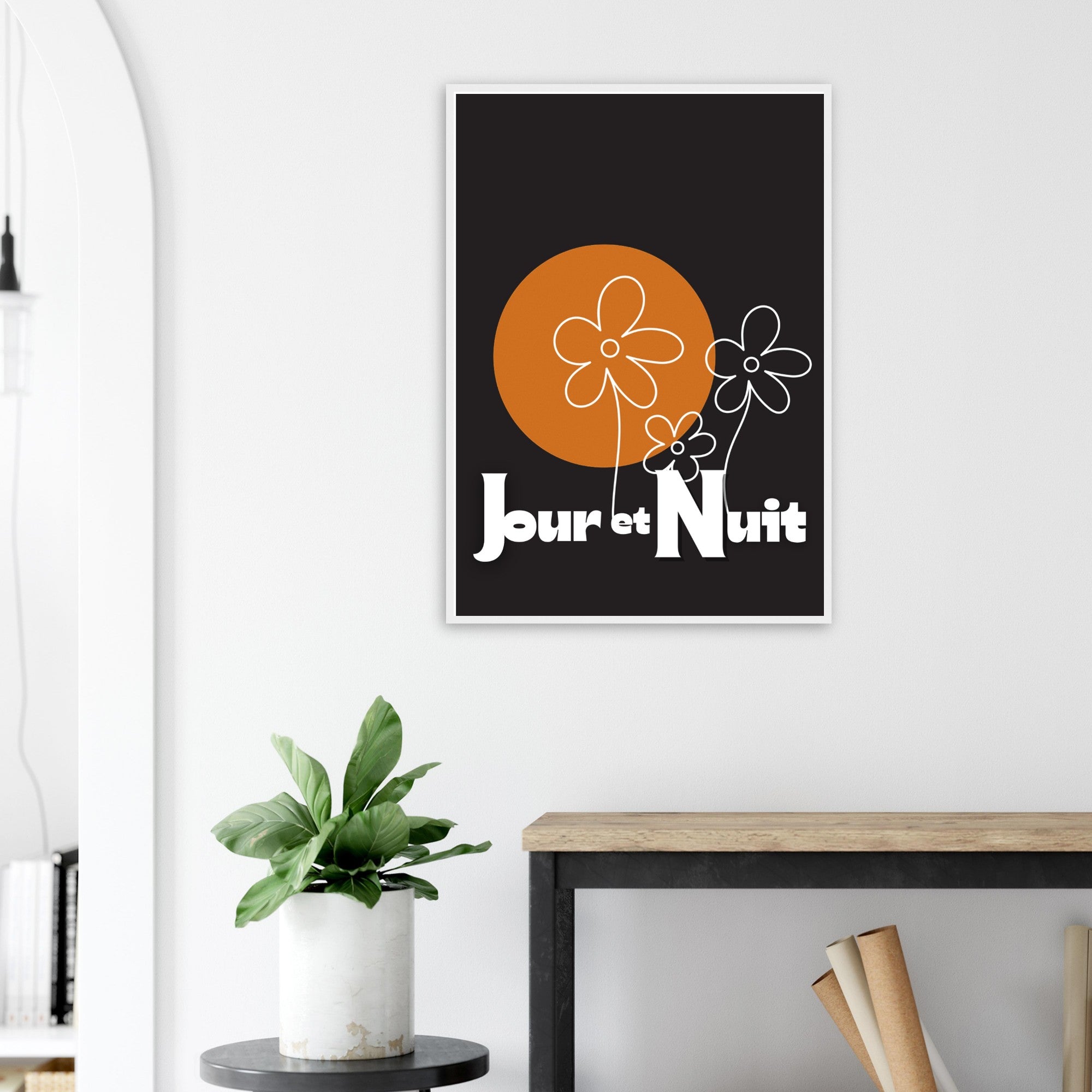 Day & Night Modern Boho Wall Art - Framed Poster, Ready to Hang - Bohemian Decor Gift