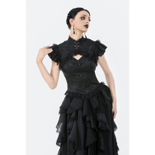 Dark in Love Seraphine Black Lace Shoulder Goth Top | Victorian Style