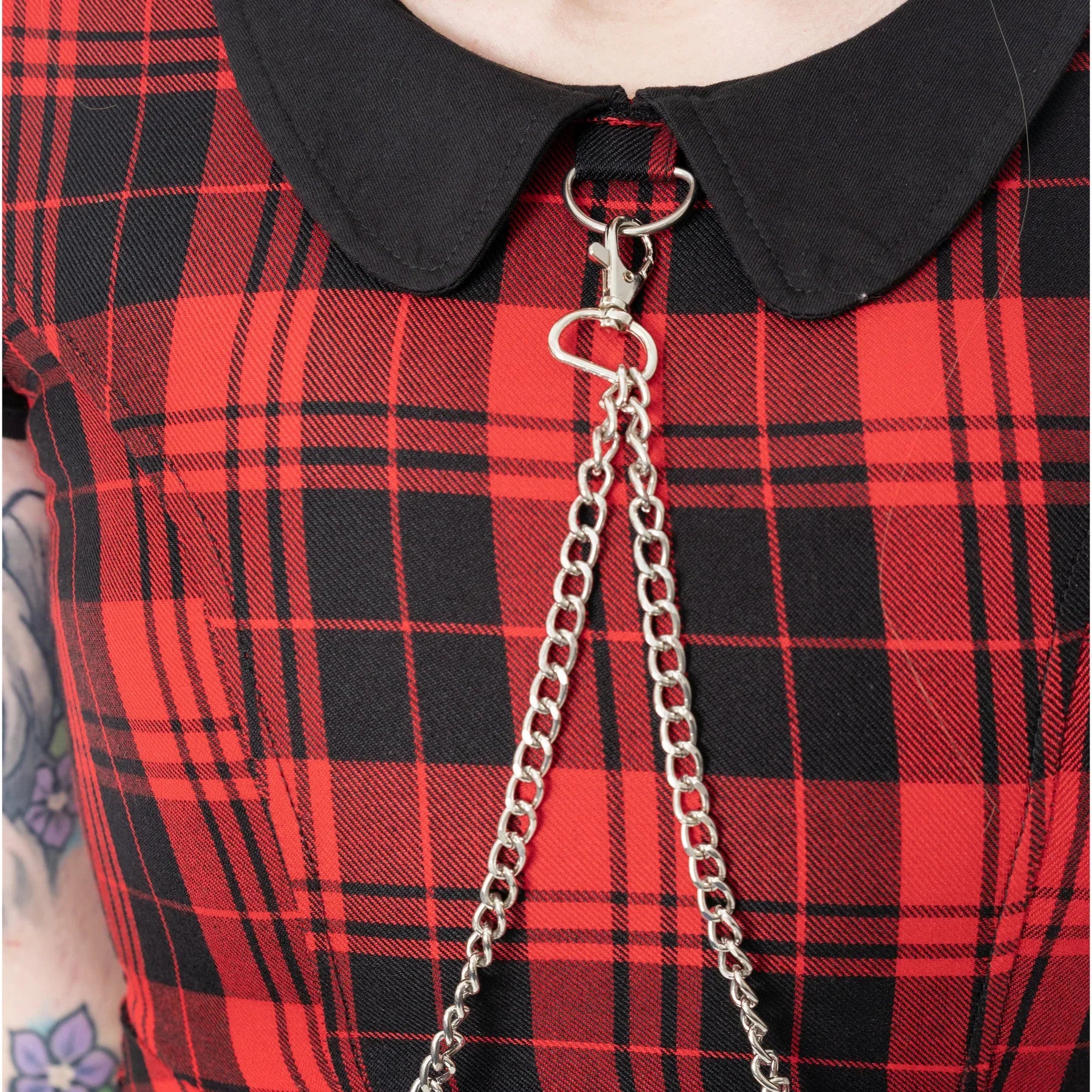 Heartless Ebbani Black and Red Check Tartan Punk Goth Mini Dress