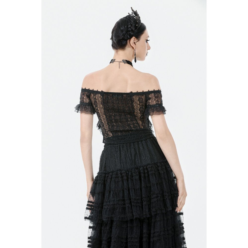 Dark in Love Ophelia Gothic Top – Black Lace Off-Shoulder Corset Style