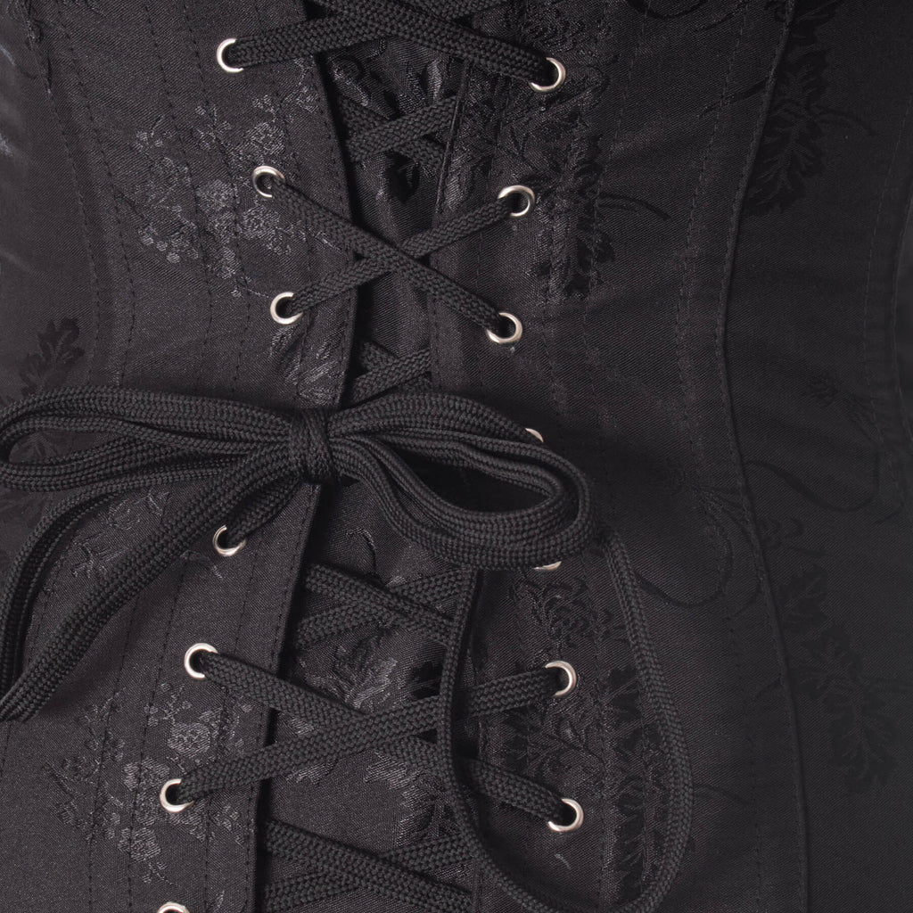 Vixxsin Ebony 2 Piece Corset – Gothic Jacquard & PVC Harness Top