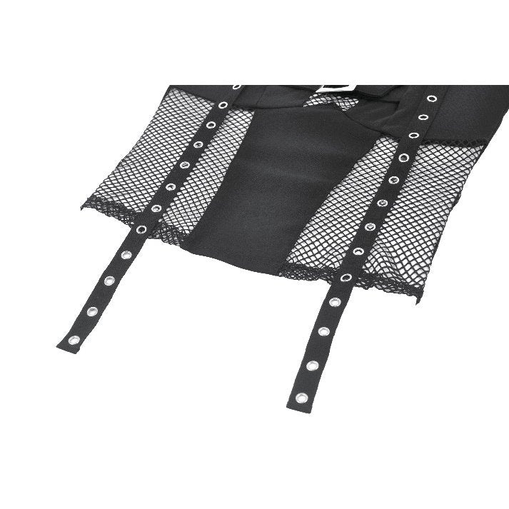 Dark in Love Bondage Mesh Panel Buckle Top – Black Punk Goth Halter