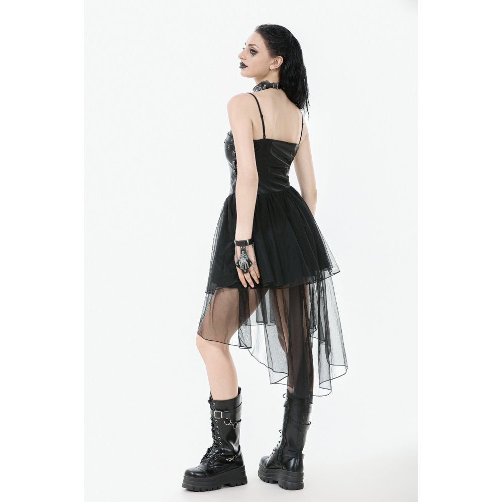 Dark in Love Isolde Gothic High-Low Dress - Faux Leather Corset