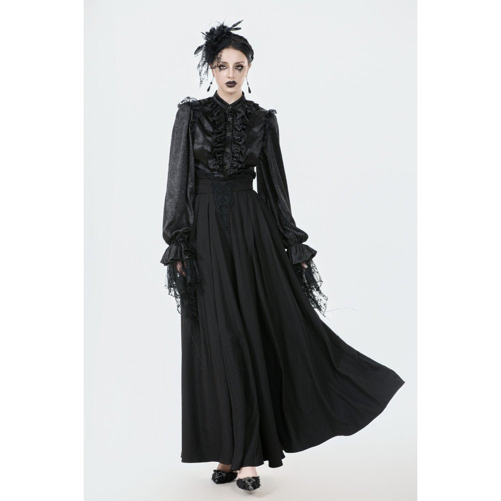 Dark in Love Gloria Black Floor-Length Corset Skirt – Gothic Lace