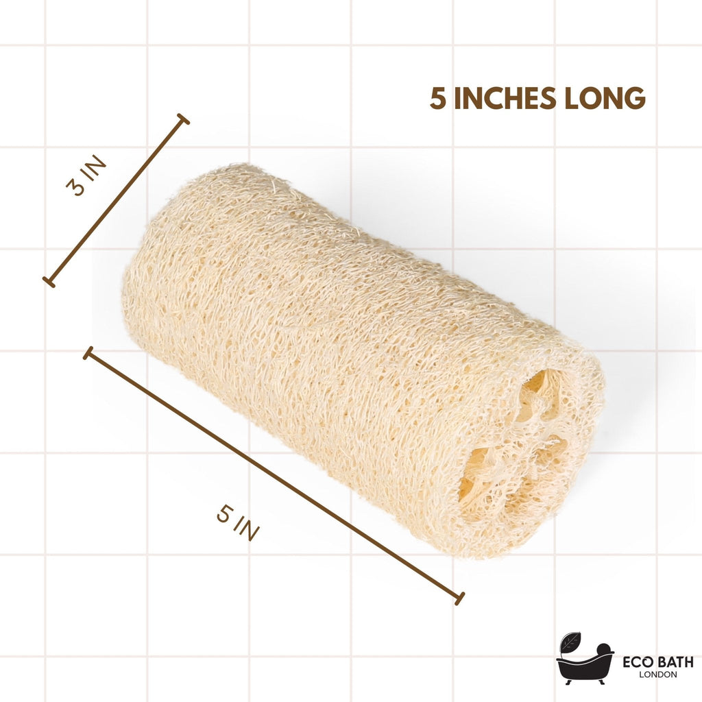 Eco Bath London Natural Loofah 5 inch with String - Premium Exfoliating Bath Sponge