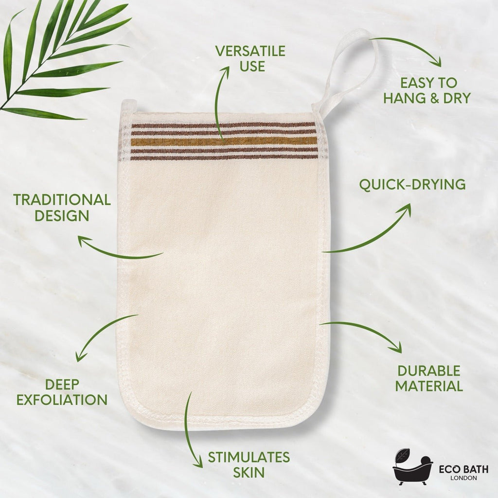 Eco Bath London Turkish Bath Mitt Fine Texture - Skin Exfoliating Glove