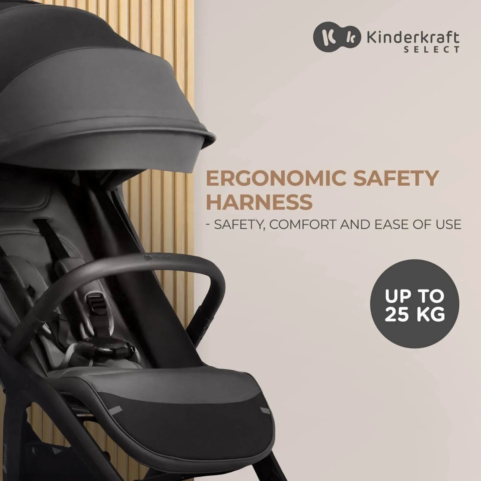 Kinderkraft Nubi 2 Auto-Folding Pushchair - Cloudy Grey