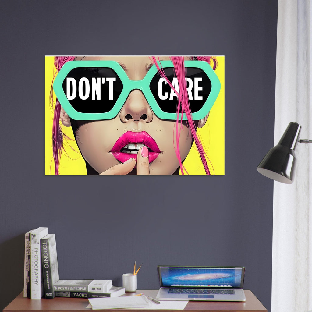 Bold Attitude Art Print | "I Don't Care" Motivational Poster | Unique Wall Decor Gift