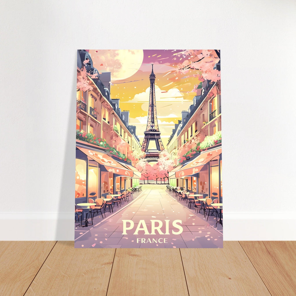 Paris Street Scene Wall Art - Eiffel Tower Sunset Print