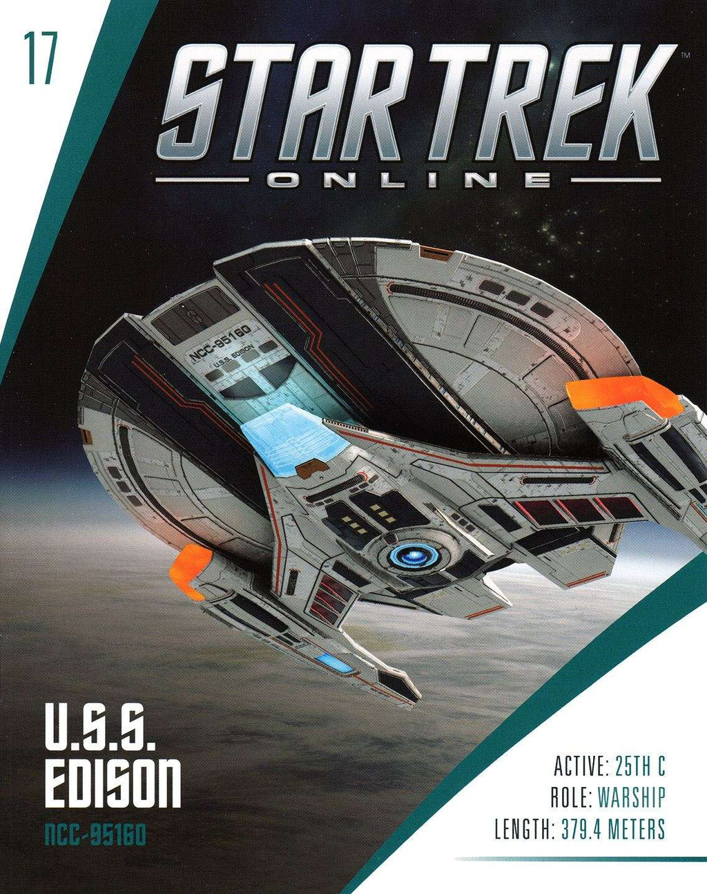 #17 U.S.S. Edison NCC-95160 Federation Temporal Warship Model Diecast Ship STO (Eaglemoss / Star Trek)