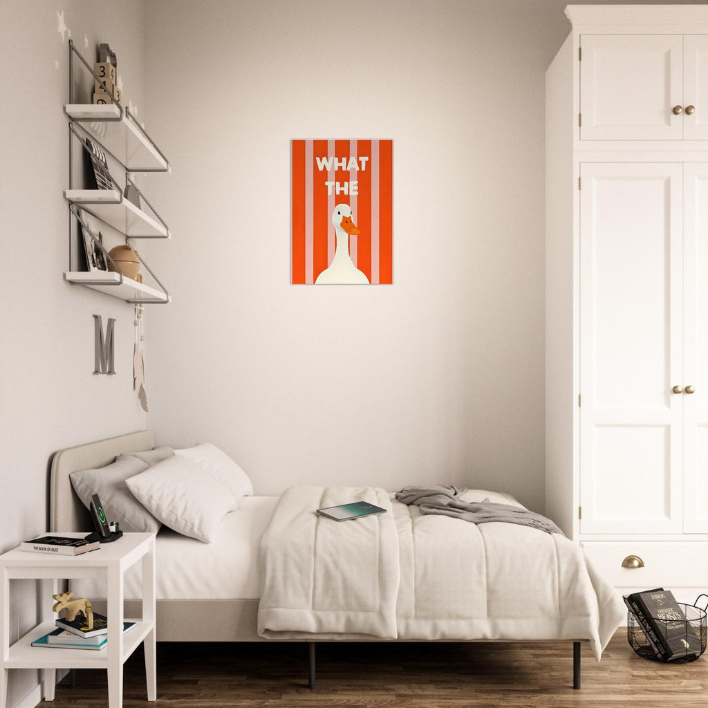 What The Duck: Funny Minimalist Animal Poster - Bold Stripes & Whimsical Design