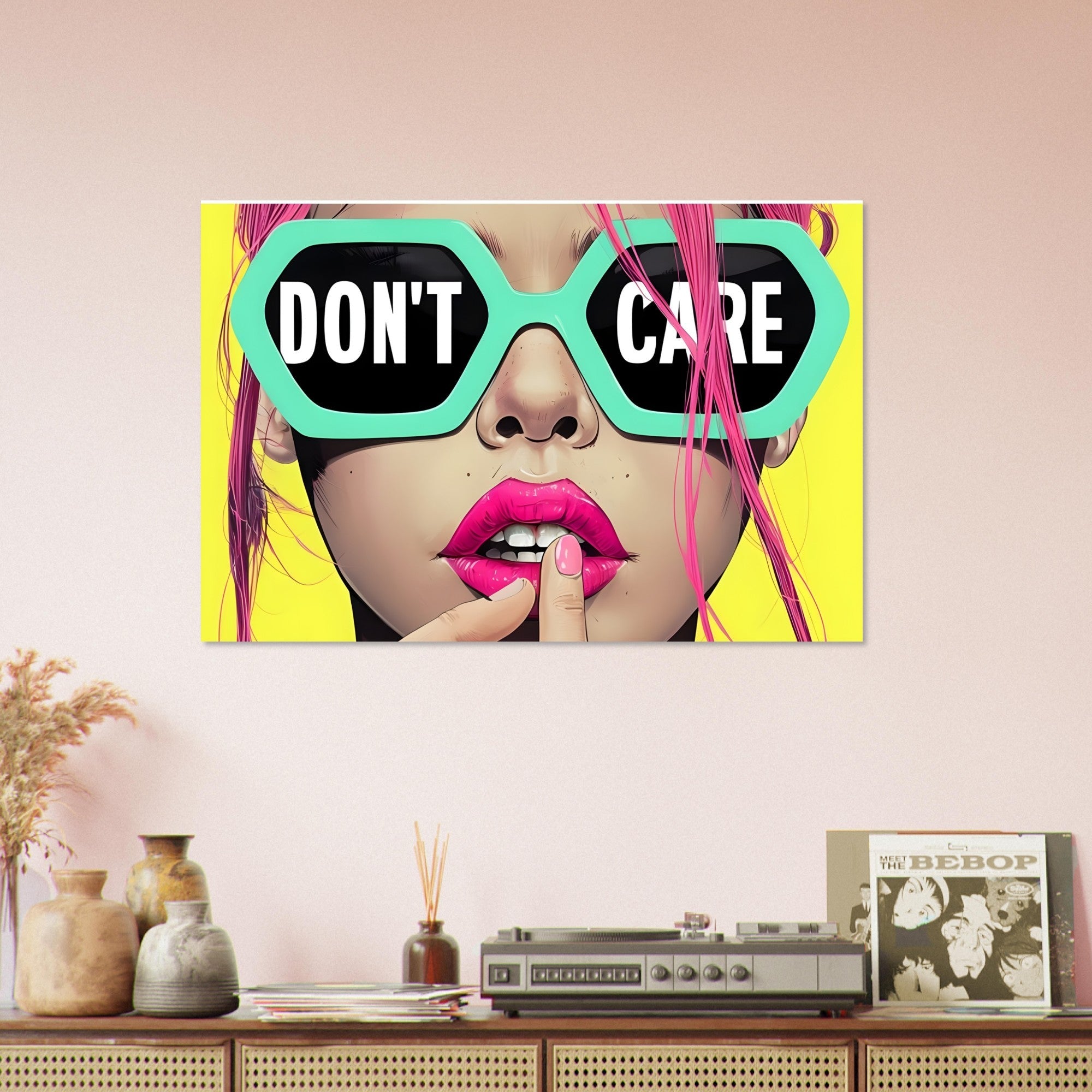 Bold Attitude Art Print | "I Don't Care" Motivational Poster | Unique Wall Decor Gift