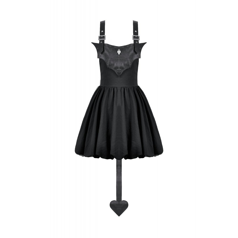 Dark In Love Lilith Bat Harness Gothic Bubble Dress with Faux Leather