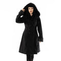 Poizen Industries Eirwen Coat – Black Gothic Faux Fur Winter Jacket