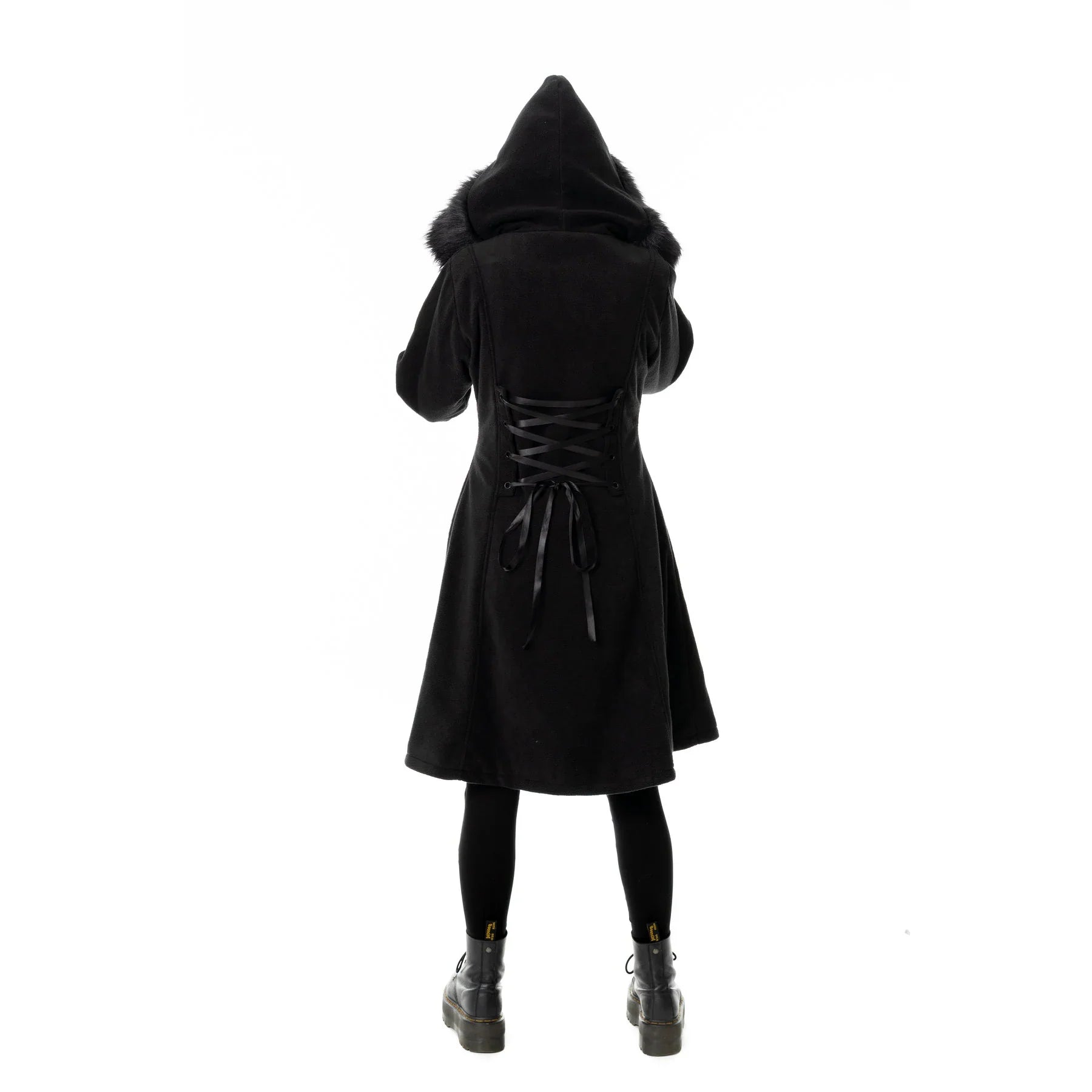 Poizen Industries Eirwen Coat – Black Gothic Faux Fur Winter Jacket