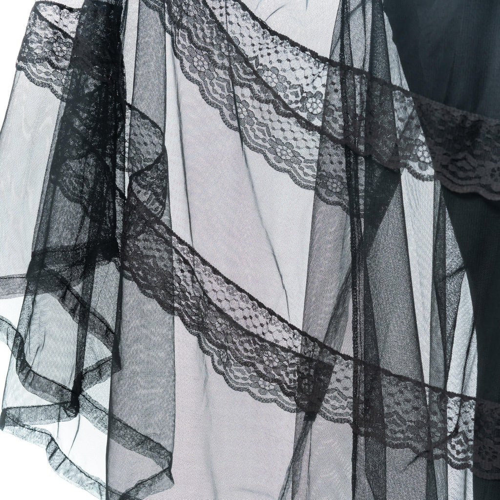 Poizen Industries Eliora Skirt – Black Gothic Sheer Lace Layered Skirt