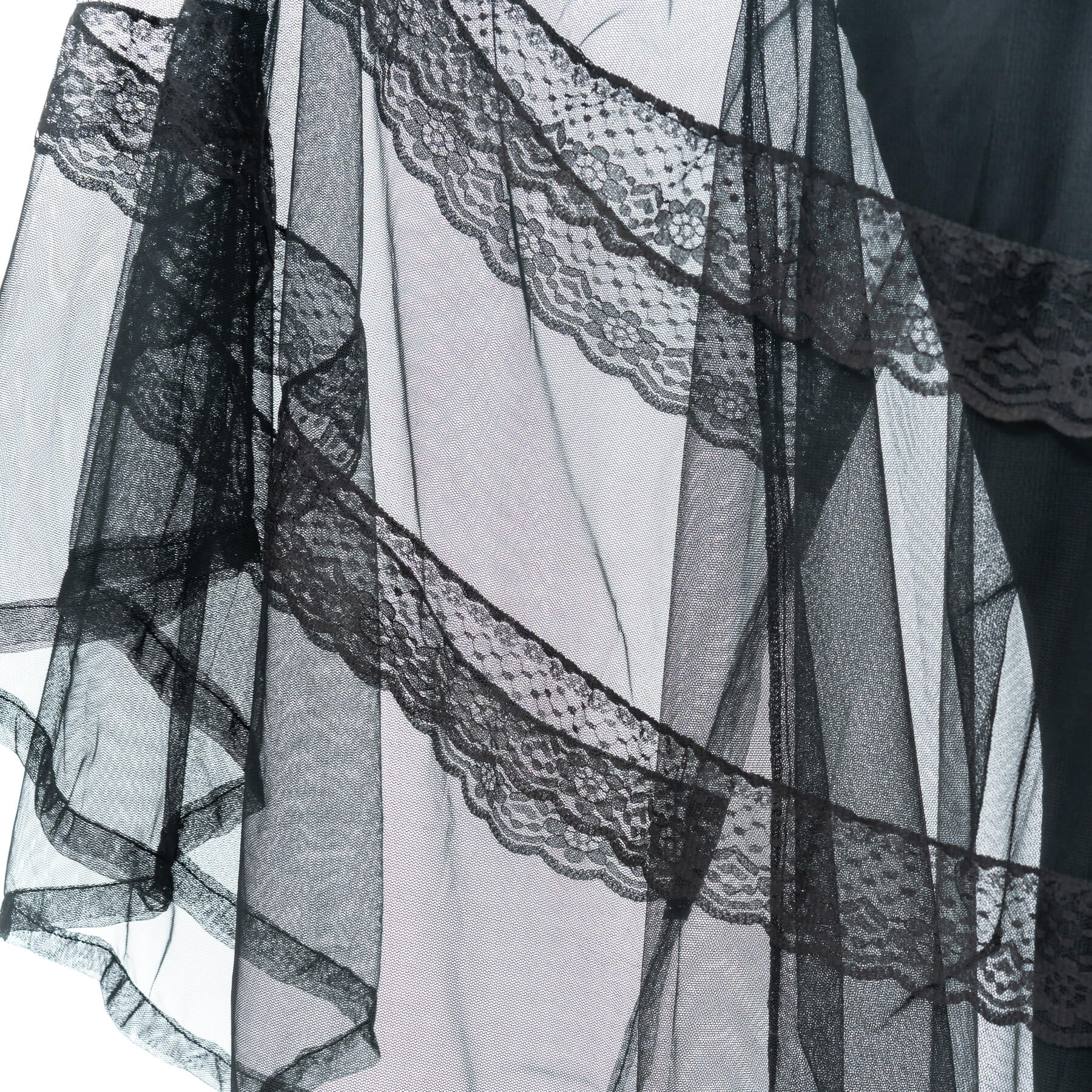Poizen Industries Eliora Skirt – Black Gothic Sheer Lace Layered Skirt
