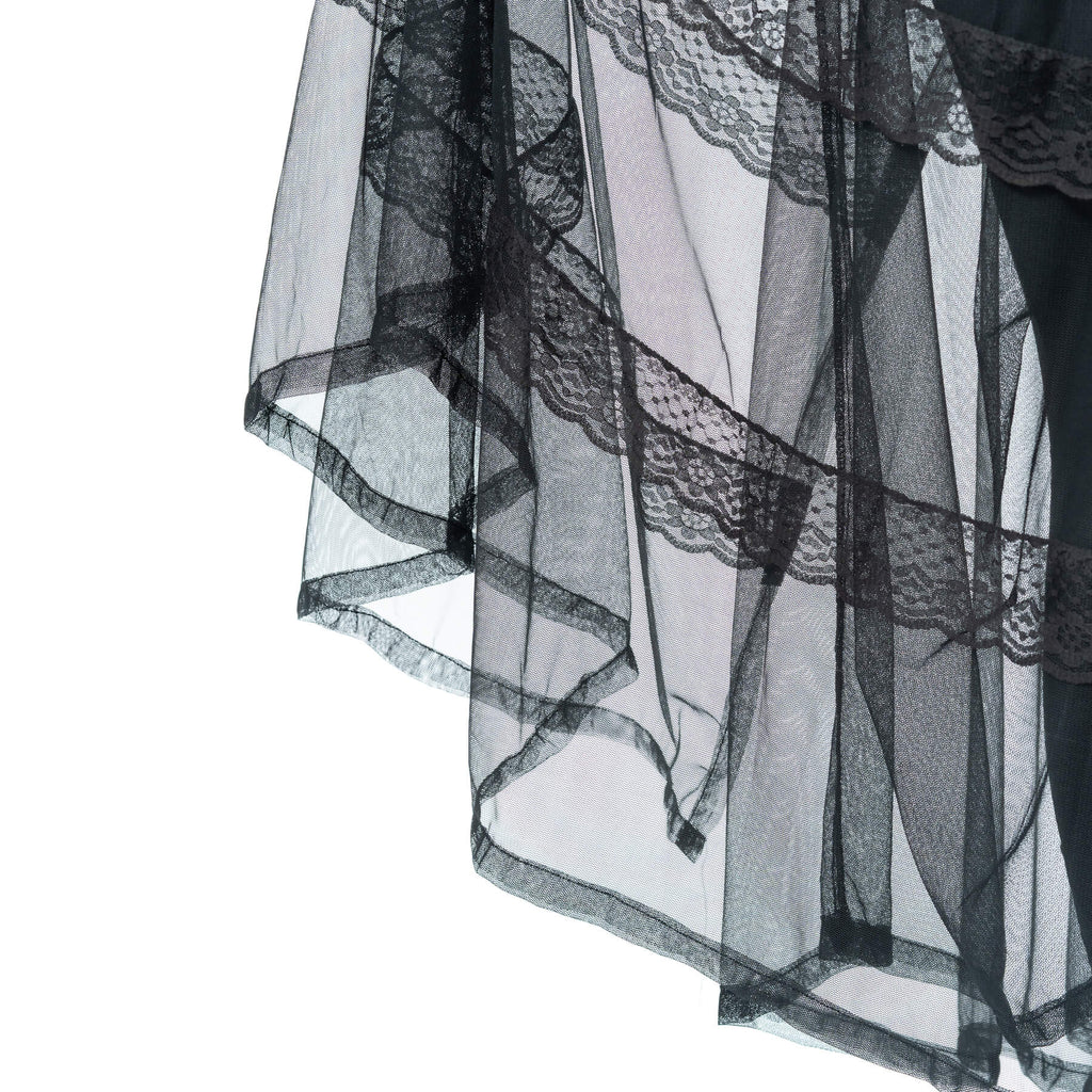 Poizen Industries Eliora Skirt – Black Gothic Sheer Lace Layered Skirt