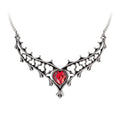Alchemy Gothic Elizabethan Necklace – Pewter & Red Heart Crystal