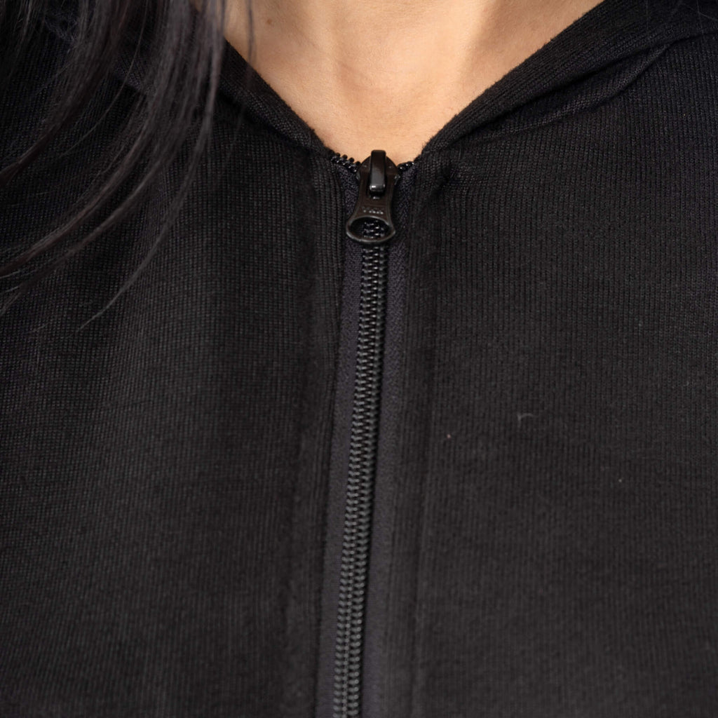 Innocent Lifestyle Emerson Black Hooded Cardigan with Lace Up Detail